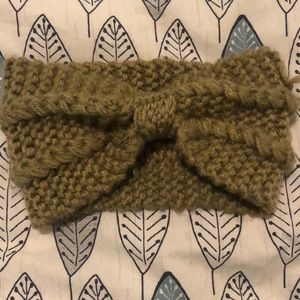 Green wool ear warmer headband
